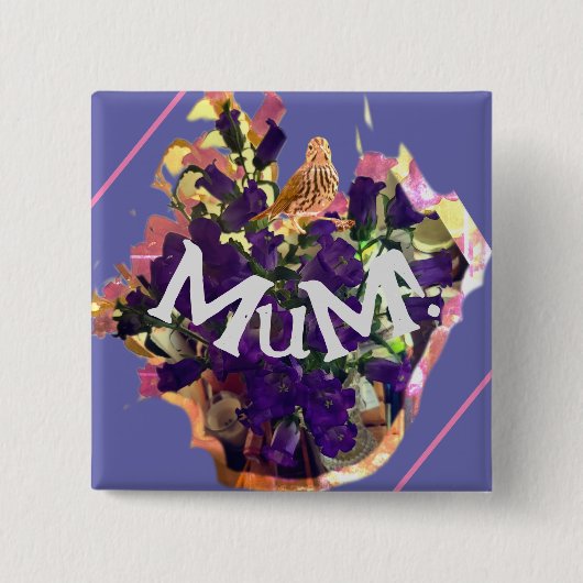 紫色の花 缶バッジ (正面)