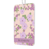 紫色の花、花のパターン、あなたの名前 カーエアーフレッシュナー (左)