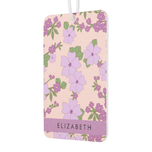 紫色の花、花のパターン、あなたの名前 カーエアーフレッシュナー (左)