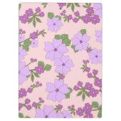 紫色の花、花のパターン、あなたの名前 クリップボード (裏面)