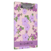 紫色の花、花のパターン、あなたの名前 クリップボード (右)