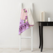 紫色の花、花のパターン、あなたの名前 シェルパブランケット (インサイチュ)