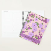 紫色の花、花のパターン、あなたの名前 プランナー手帳 (ディスプレー)