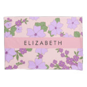 紫色の花、花のパターン、あなたの名前 枕カバー (正面)