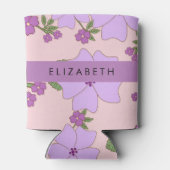 紫色の花、花のパターン、あなたの名前 缶クーラー (裏面)