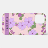 紫色の花、花のパターン、あなたの名前 Case-Mate iPhoneケース (裏面 (横))