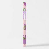 紫色の花、花のパターン、あなたの名前 iPhoneケース (左側面)