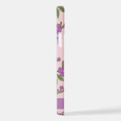 紫色の花、花のパターン、あなたの名前 iPhoneケース (右側面)