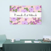 紫色の花、花のパターン、バルミツワー 横断幕 (トレードショー)