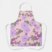 紫色の花、花柄、花柄 エプロン (正面)