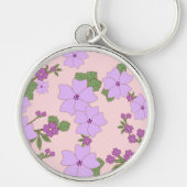 紫色の花、花柄、花柄 キーホルダー (正面)