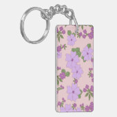 紫色の花、花柄、花柄 キーホルダー (正面左)