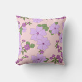 紫色の花、花柄、花柄 クッション (正面)