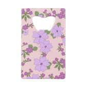 紫色の花、花柄、花柄 クレジットカード栓抜き (裏面)