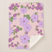 紫色の花、花柄、花柄 シェルパブランケット (正面)