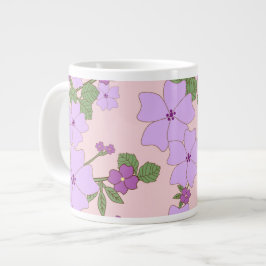 紫色の花、花柄、花柄 ジャンボコーヒーマグカップ