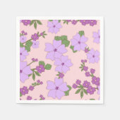 紫色の花、花柄、花柄 スタンダードカクテルナプキン (正面)