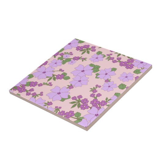 紫色の花、花柄、花柄 タイル (側面)