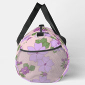 紫色の花、花柄、花柄 ダッフルバッグ (右)
