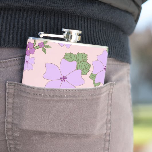 紫色の花、花柄、花柄 フラスク (インサイチュ)