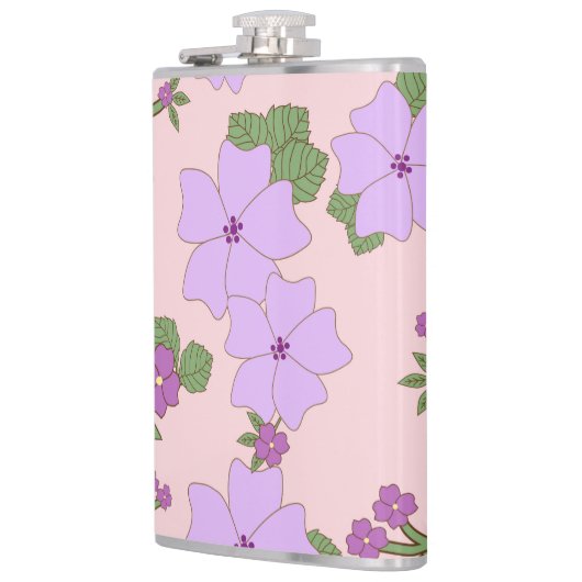 紫色の花、花柄、花柄 フラスク (左)