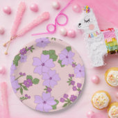 紫色の花、花柄、花柄 ペーパープレート (パーティー)