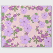 紫色の花、花柄、花柄 ラッピングペーパー (フラット)