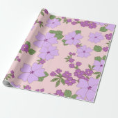 紫色の花、花柄、花柄 ラッピングペーパー (アンロールド)