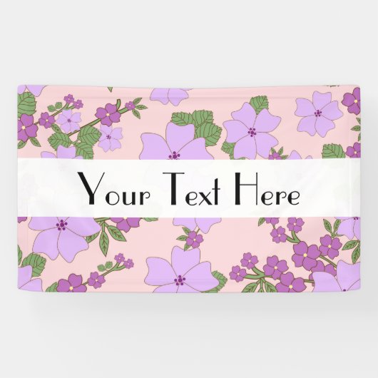 紫色の花、花柄、花柄 横断幕 (横)