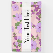 紫色の花、花柄、花柄 横断幕 (縦)