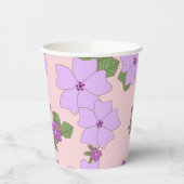 紫色の花、花柄、花柄 紙コップ (左)