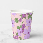 紫色の花、花柄、花柄 紙コップ (右)