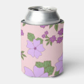 紫色の花、花柄、花柄 缶クーラー (缶正面)