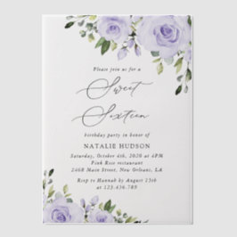 紫色の花,薄紫の花,ぼほ,甘い16 ベラム紙招待状