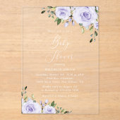 紫色の花，薄紫の花，ぼほ，赤ちゃんシャワー アクリル招待状 (正面)