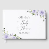 紫色の花，薄紫の花，ぼほ，赤ちゃんシャワー ゲストブック (正面)