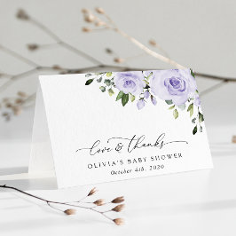 紫色の花，薄紫の花，ぼほ，赤ちゃんシャワー サンキューカード