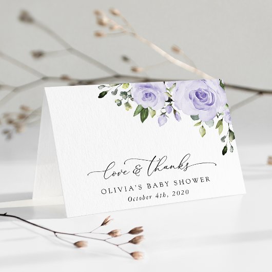 紫色の花,薄紫の花,ぼほ,赤ちゃんシャワー サンキューカード