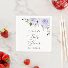 紫色の花，薄紫の花，ぼほ，赤ちゃんシャワー スタンダードカクテルナプキン