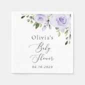 紫色の花,薄紫の花,ぼほ,赤ちゃんシャワー スタンダードカクテルナプキン (正面)