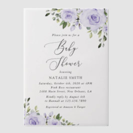 紫色の花，薄紫の花，ぼほ，赤ちゃんシャワー ベラム紙招待状