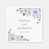 紫色の花、薄紫の花、フローラ スタンダードカクテルナプキン (正面)