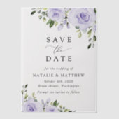 紫色の花、薄紫の花、フローラ ベラム紙招待状 (正面)