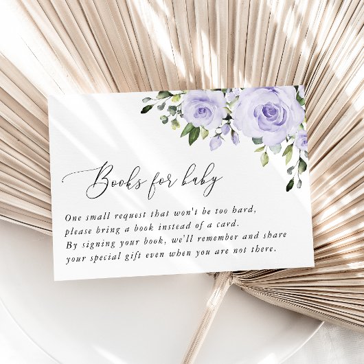 紫色の花、薄紫の花、ベビー用の本 エンクロージャーカード