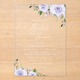紫色の花,薄紫の花,ボホ,ブライダルシャワー アクリル招待状