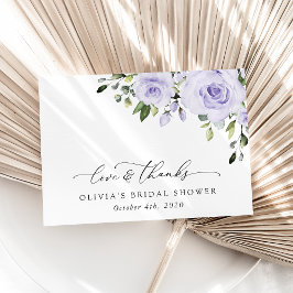 紫色の花,薄紫の花,ボホ,ブライダルシャワー サンキューカード