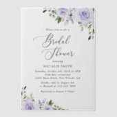 紫色の花,薄紫の花,ボホ,ブライダルシャワー ベラム紙招待状 (正面)