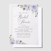 紫色の花,薄紫の花,ボホ,ブライダルシャワー ベラム紙招待状 (オフセット)