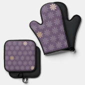 紫色の花 鍋つかみ&鍋敷きセット (正面/裏面)
