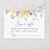 紫色の花、黄色の花、おむつラッフル エンクロージャーカード (正面)